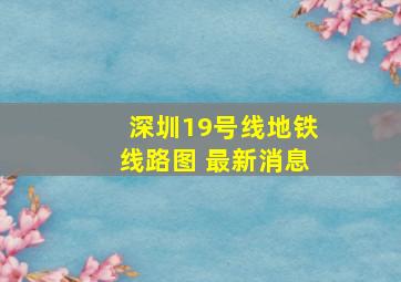 深圳19号线地铁线路图 最新消息